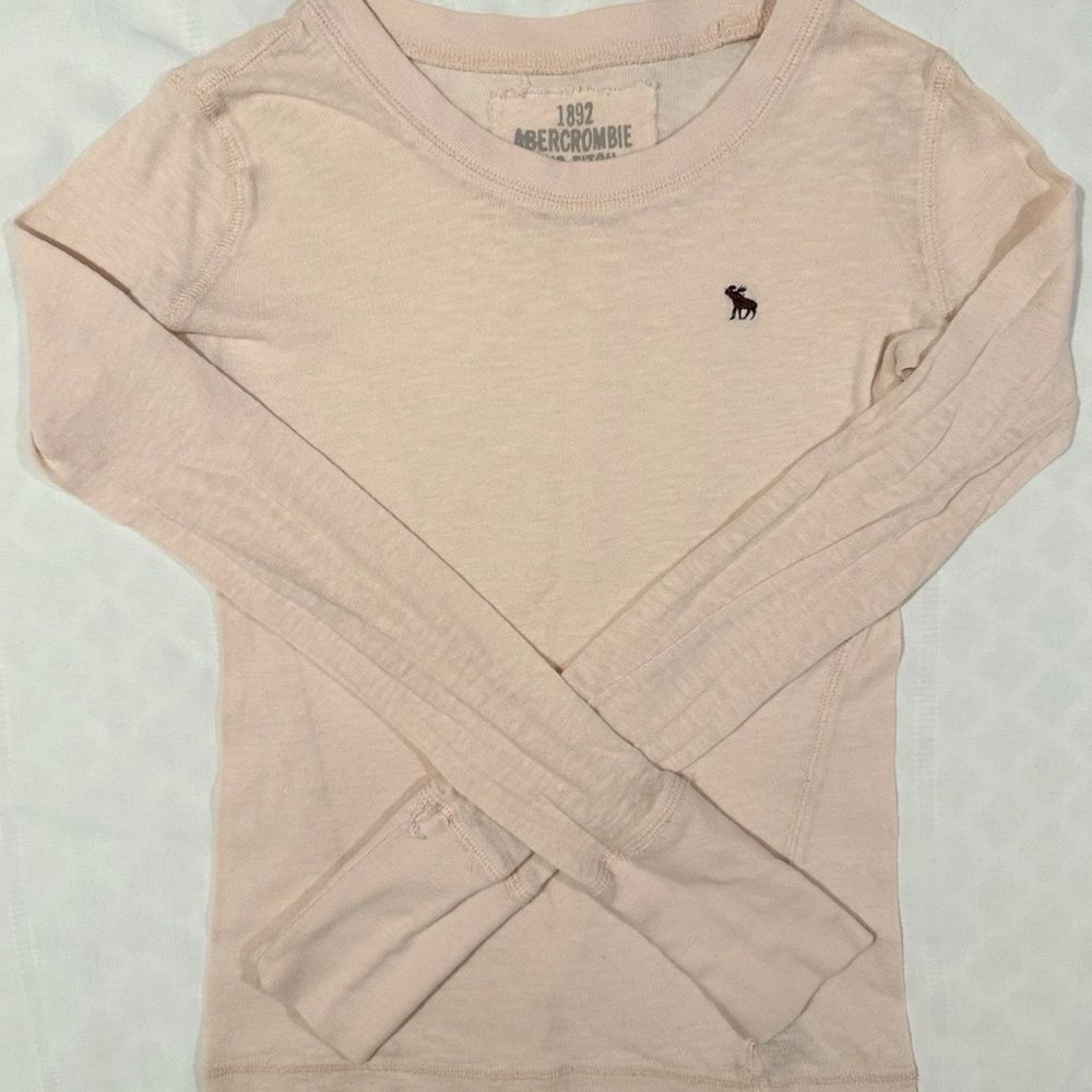 Vintage Abercrombie Fitch Light Pink Long Sleeve Shirt Babydoll XS Y2K Coquette